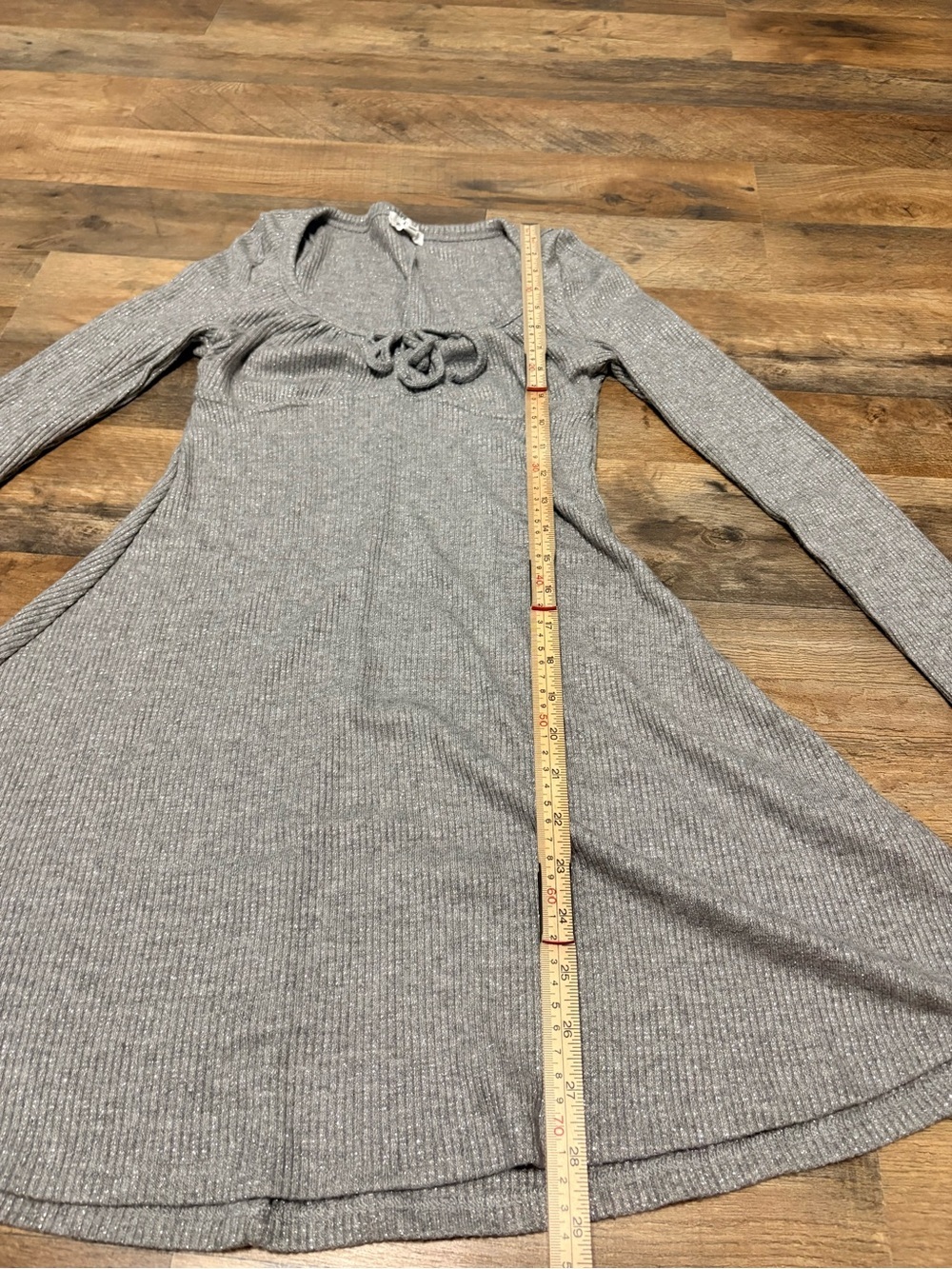 Stitch & Pine Gray Rib Knit Long Sleeve Dress – Size Small - Picture 4 of 7